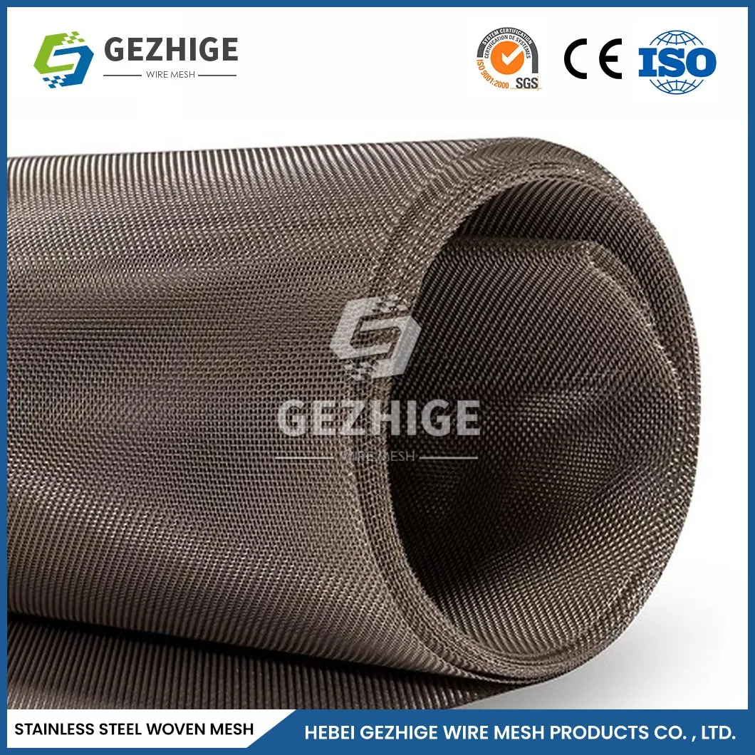 Gezhige 100 Mesh Brass Woven Decorative Wire Mesh Factory China Stainless Steel Wire Mesh 8X8 0.6mm Wire Thickness Heavy Duty Stainless Steel Wire Mesh