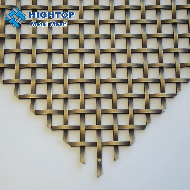 Antique Brass Flat Stainless Steel Wire Decorative Crimped Woven Wire Mesh Panels Grilles for Cabinet Door Inserts