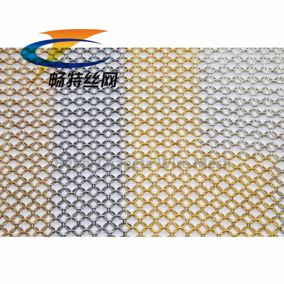 Stainless Steel Gold Color Brass Decorative Woven Wire Mesh