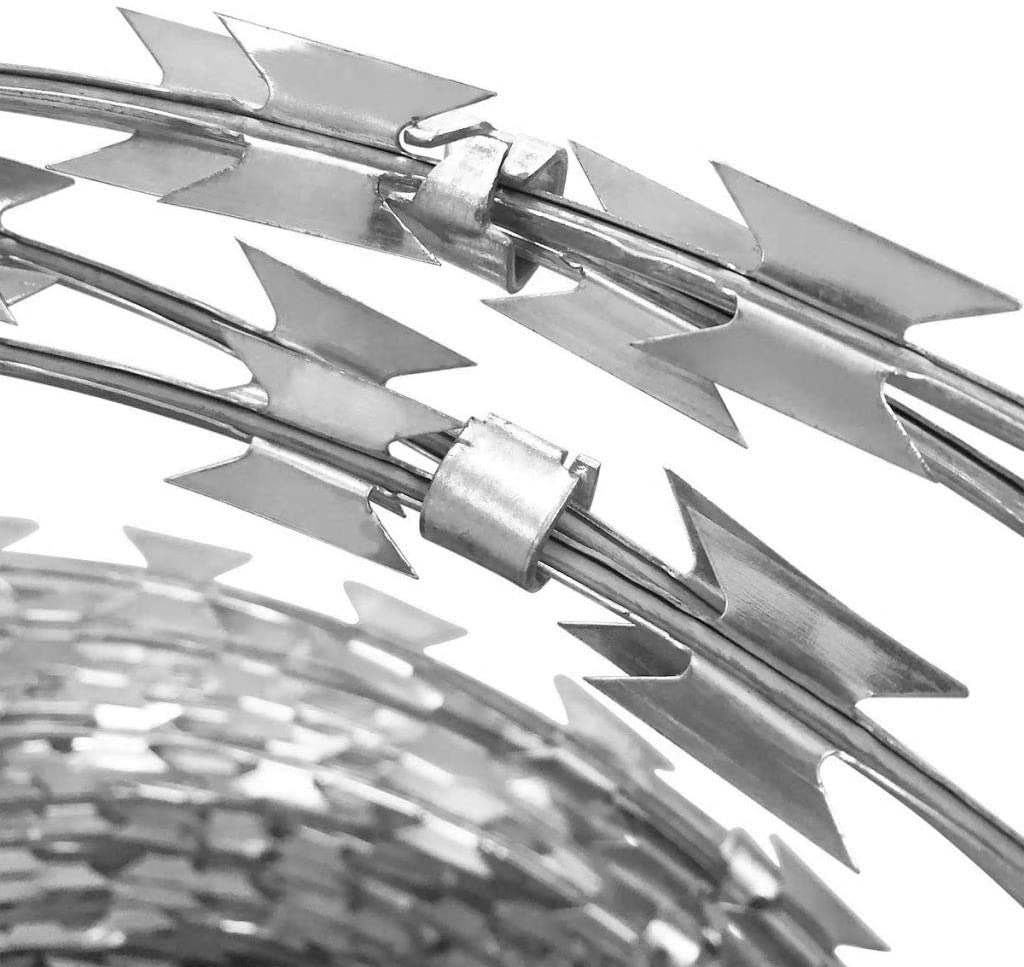 Lowes Prices Prison Mesh Fence Hot Dipped Galvanized Roll Concertina Double Strand Razor Blade Barbed Wire