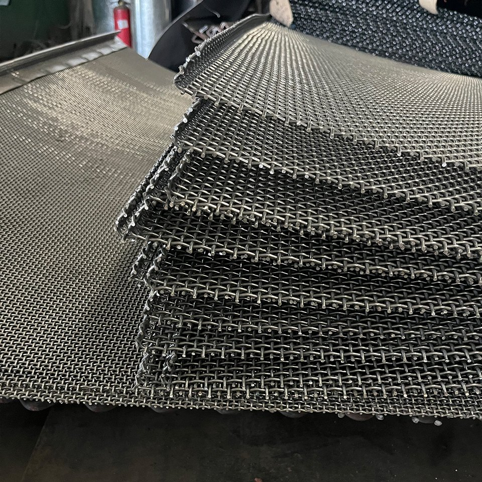 High Tensile &amp; Wear-Resistant Manganese Steel Woven Wire Screen Mesh for Quarry and Mining, Crimped Wire Mesh with Square Opening