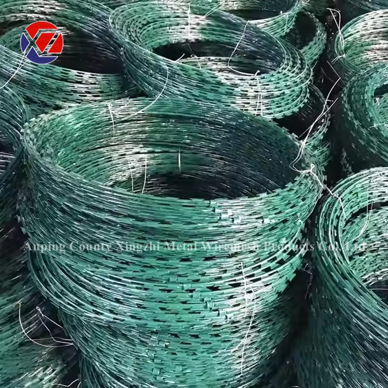 Green Color PVC Coated Razor Barbed Wire