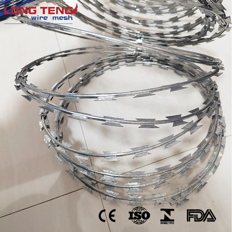 Prison Mesh Fence Hot Dipped Galvanized Cbt 65 Bto 30 Bto 22 Roll Concertina Double Strand Razor Blade Barbed Wire