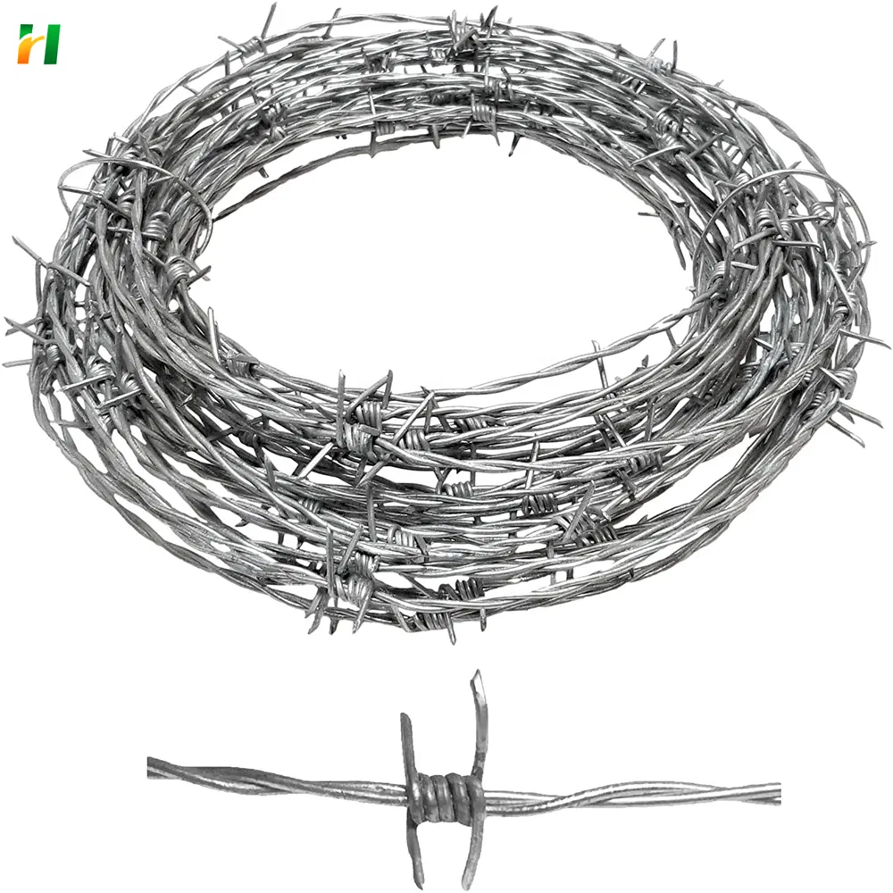 Galvanized Double-Strand Barbed Wire Plastic-Coated Barbed Wire Railroad Pasture Boundary Isolation Iron Bristles Barbed Wire