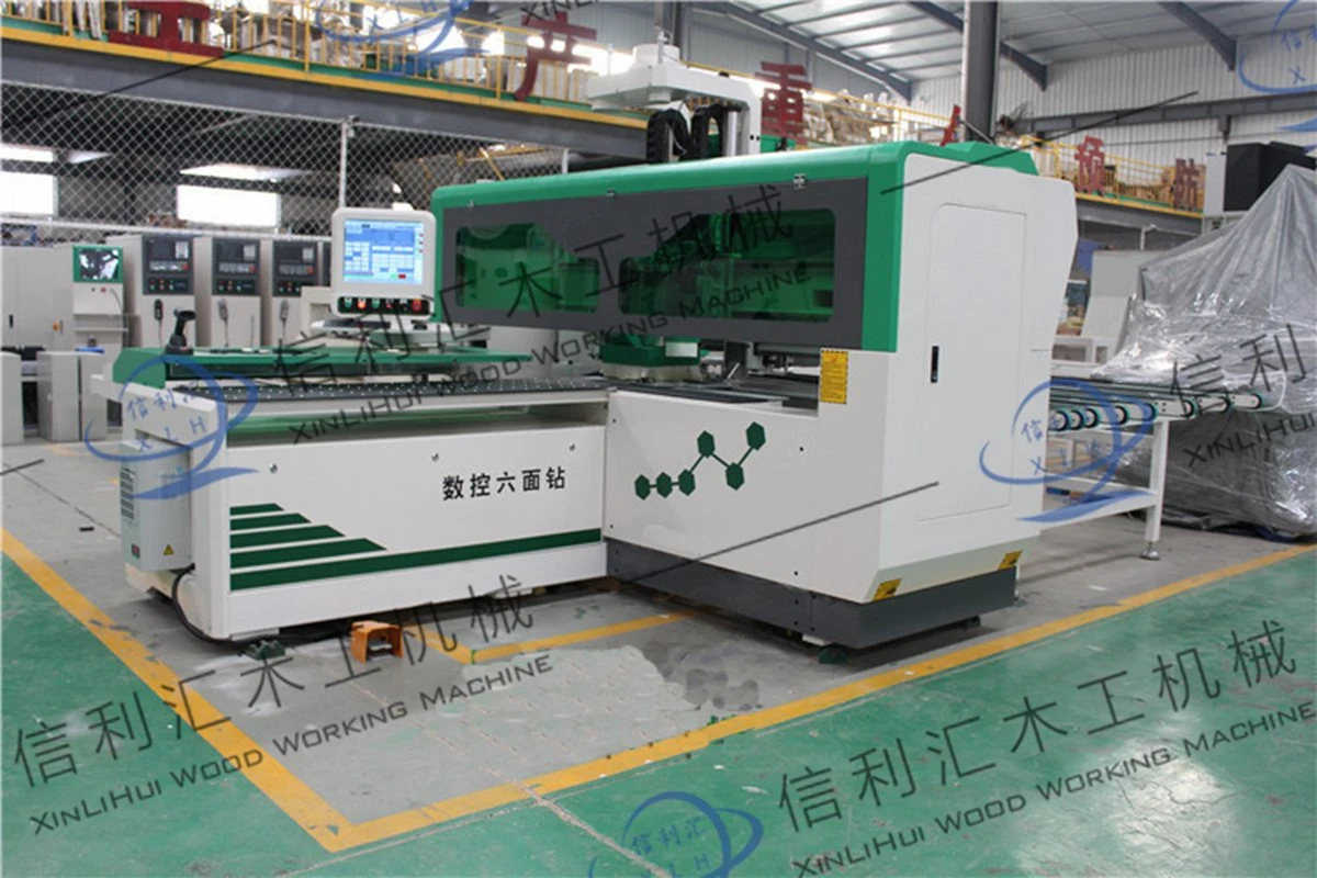 Automatic CNC 6 Six Sides Boring Drilling Machine with Double Sided Grooving and Routing for Woodworking Furniture Six Side (6-side) Nc Boring/Drilling Center