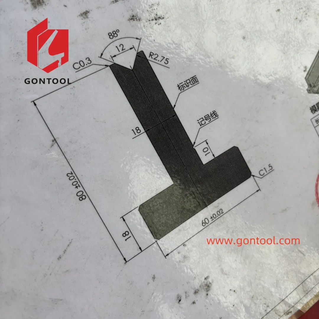 High Precision Customized Amada LVD Press Brake Tooling Mould Die Punch Set T Type Lower Die European Precision CNC Sheet Metal Bending Industrial Tooling