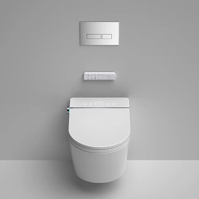 Bathroom Bidet Foot Sensor Auto Automatic Flush Intelligent Wc Complete Set Wall Hung Smart Toilet with Tank Smart Hanging Toile
