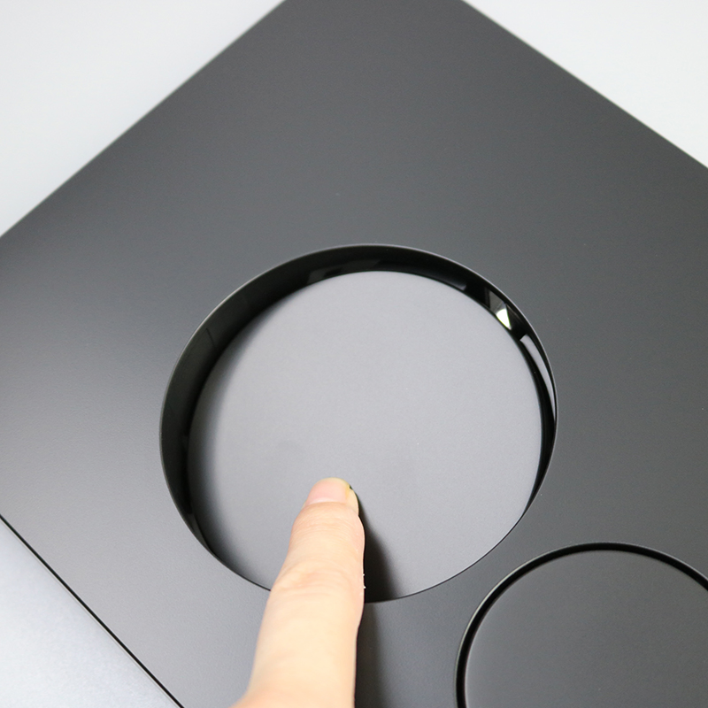 Black Toilet trigger plate with Round Dual Flush Button