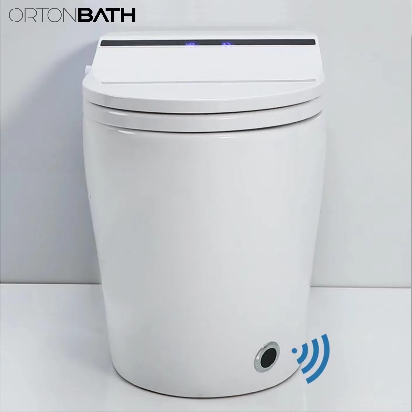 Ortonbaths Comfort Height Skirted One-Piece Elongated Dual-Flush Intelligent Toilet, White Toilet Bowl Siphonic Flush