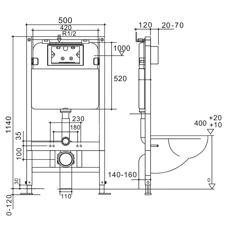 High Quality Modern Design Double Tank Water Heater Wc Toilet Concealed Water Tank