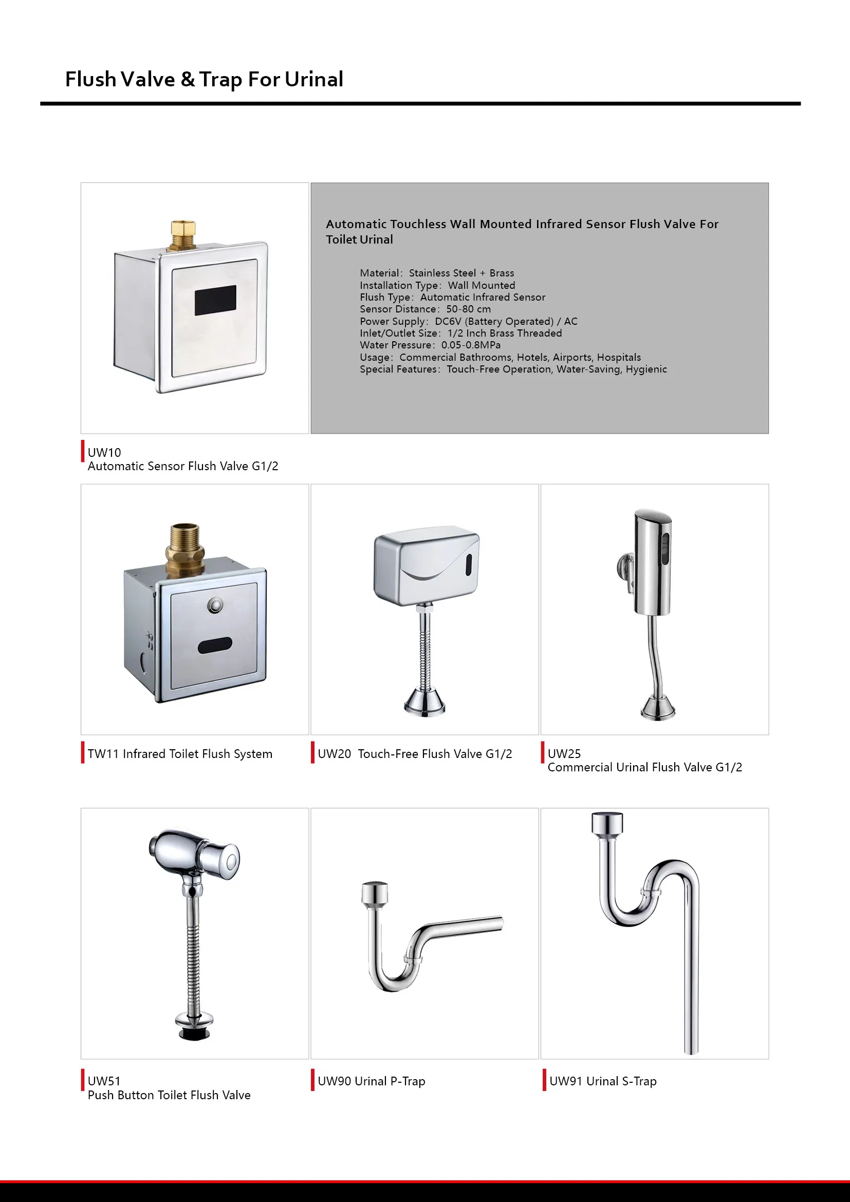 Automatic Infrared Urinal Flush System with Adjustable Flush Time