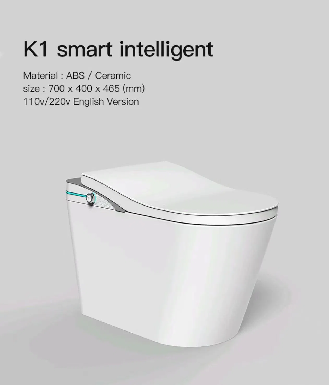 K1 White Smart Toilet, Intelligent Water Closet, One Piece Toilet