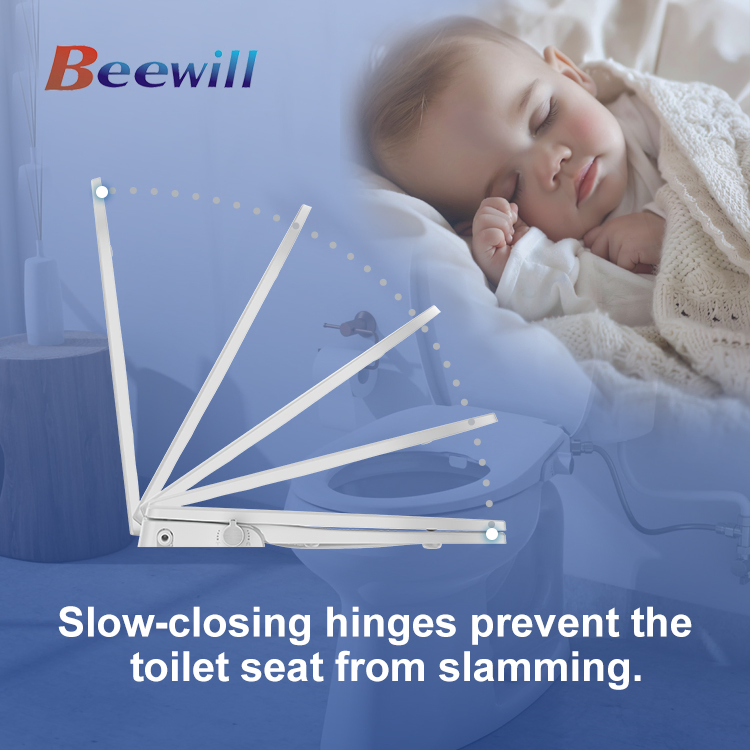 Bathroom Accessories D-Shaped Non-Electric Slow Quiet Close Dual Nozzles Bidet Toilet Seat