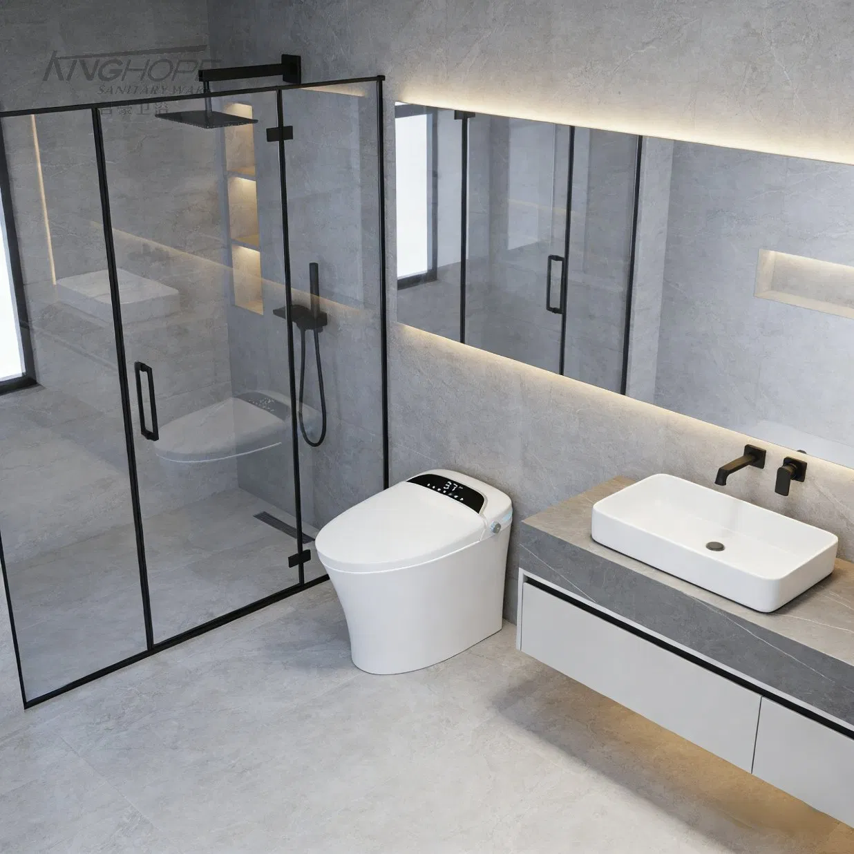 Commercial Ceramic Pulse Solenoid Floor Standing Intelligent Toilet - Factory Direct Sale Ergonomic Height for All Ages Sanitary Ware Bathroom Smart Toilet