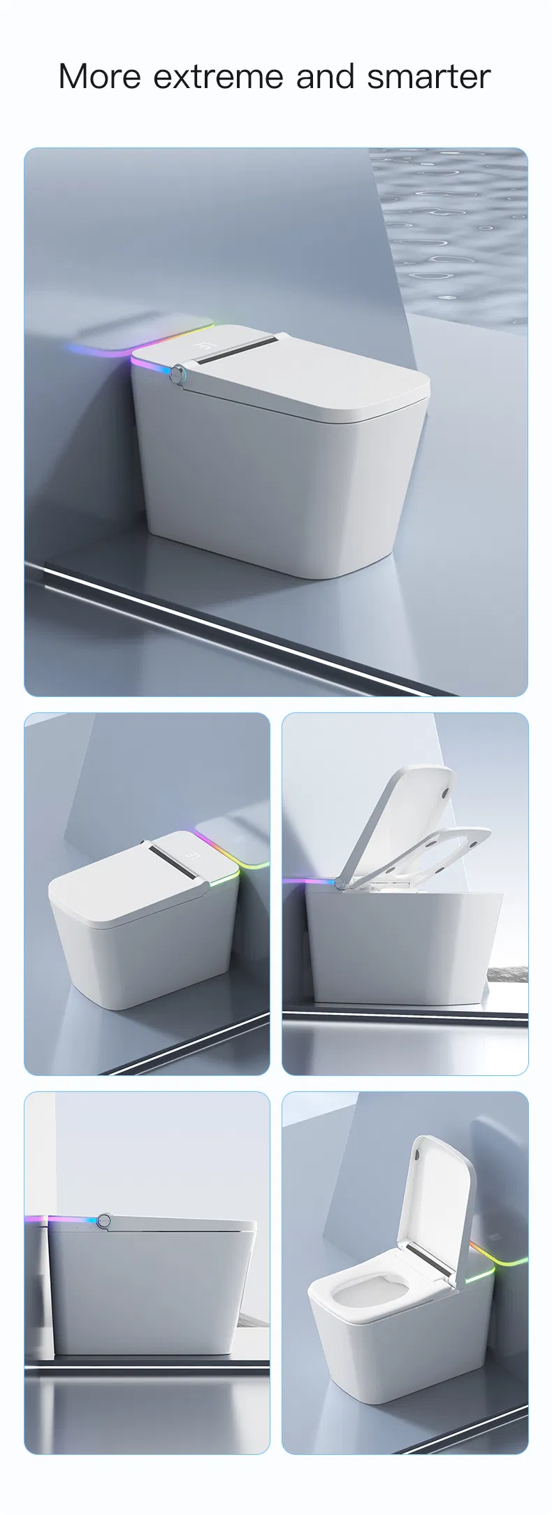 Wholesale Auto Flush Electric Wc Smart Toilet with Female Washing Temperature Adjust Foot Sensor Night Light for Luxury Hotel and Resort Projects