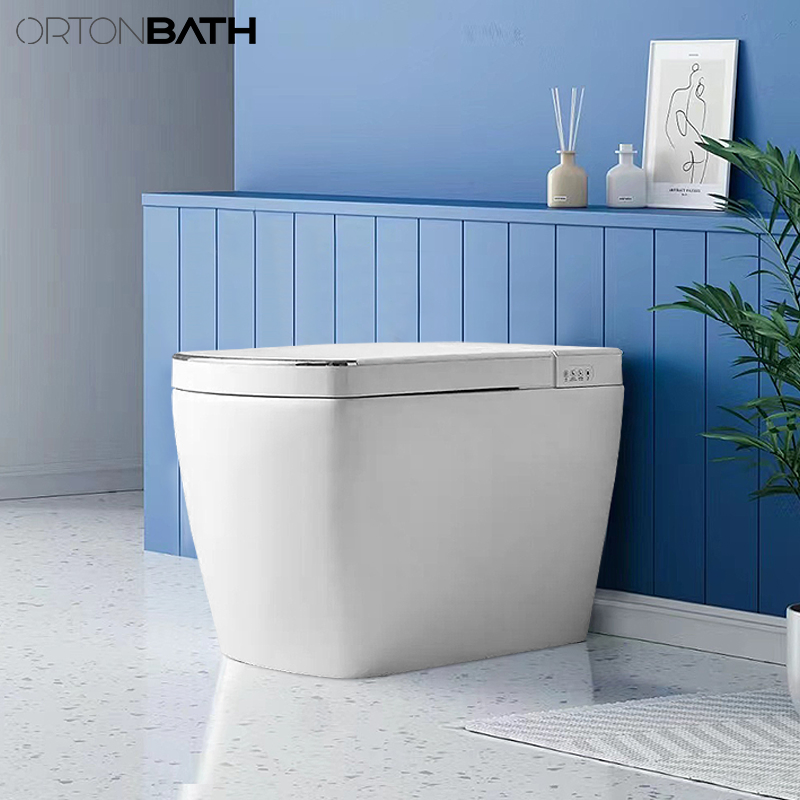 Ortonbaths Inodoro Inteligente Modern Toilet Bidet Combo with Bidet Foot Sensing Auto Flush Remote Control Warm Water Rectangular Smart Toilet