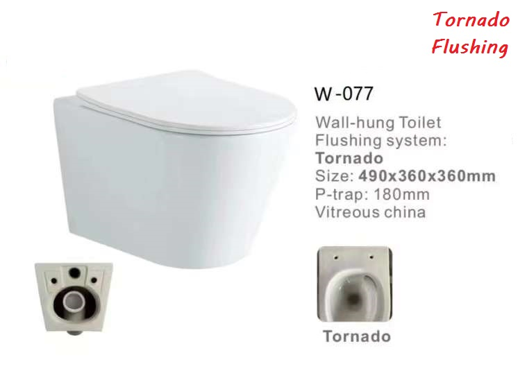 W-077 Tornado Flushing System Wall Hung Toilet Set, Concealed Cistern with Frame, Wc
