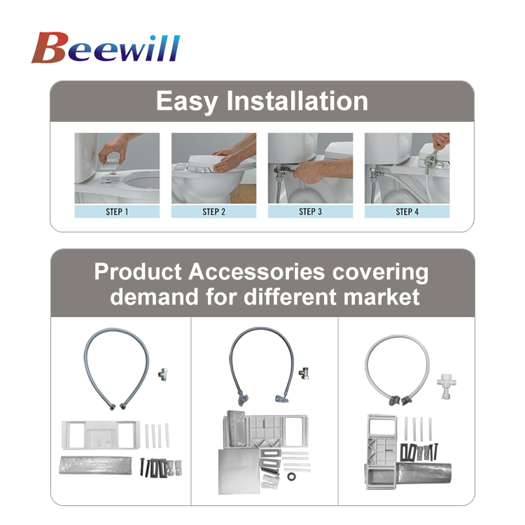 Bathroom Accessories D-Shaped Non-Electric Slow Quiet Close Dual Nozzles Bidet Toilet Seat