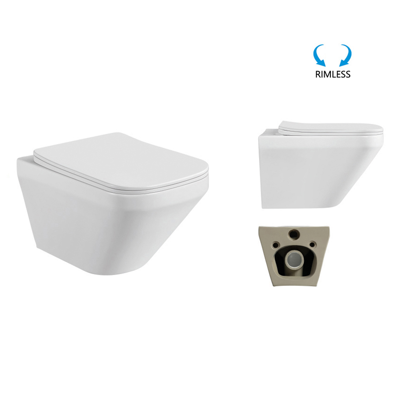 Sanitary Ware Bathroom Wall Mounted WC Toilet Smart Rimless Ceramic residential toilet