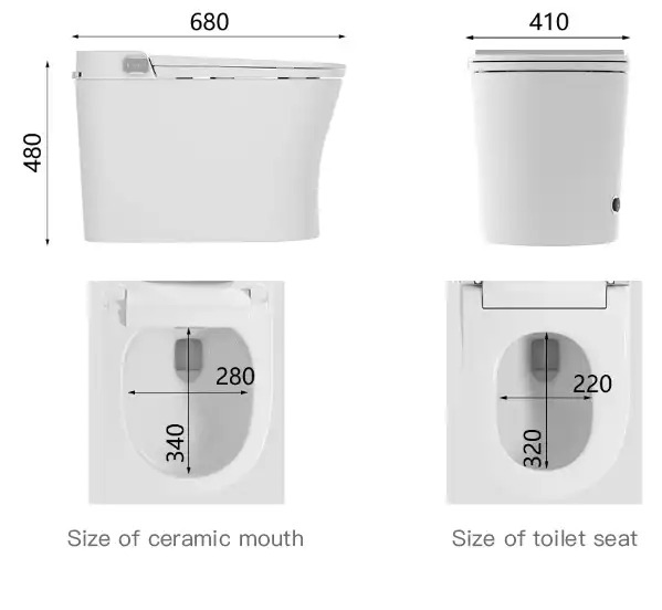 Ortonbath Automatic Sensor Flushing Electric One Piece Tankless Intelligent Smart Toilet with Bidet Toilet