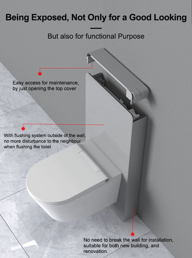 European Standard CE Wall Mounted Floor Standing Toilet Glass Cistern Dual Flush Cistern Toilet Water Tank