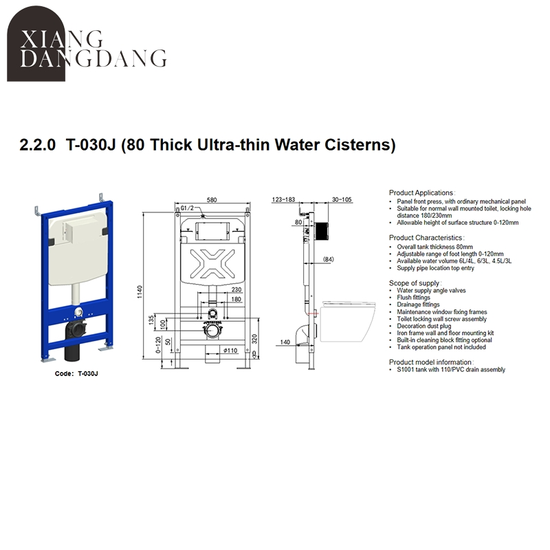 Concealed Cistern Iron Frame Good Quality Plastic Water Saving Hidden Toilet Tank