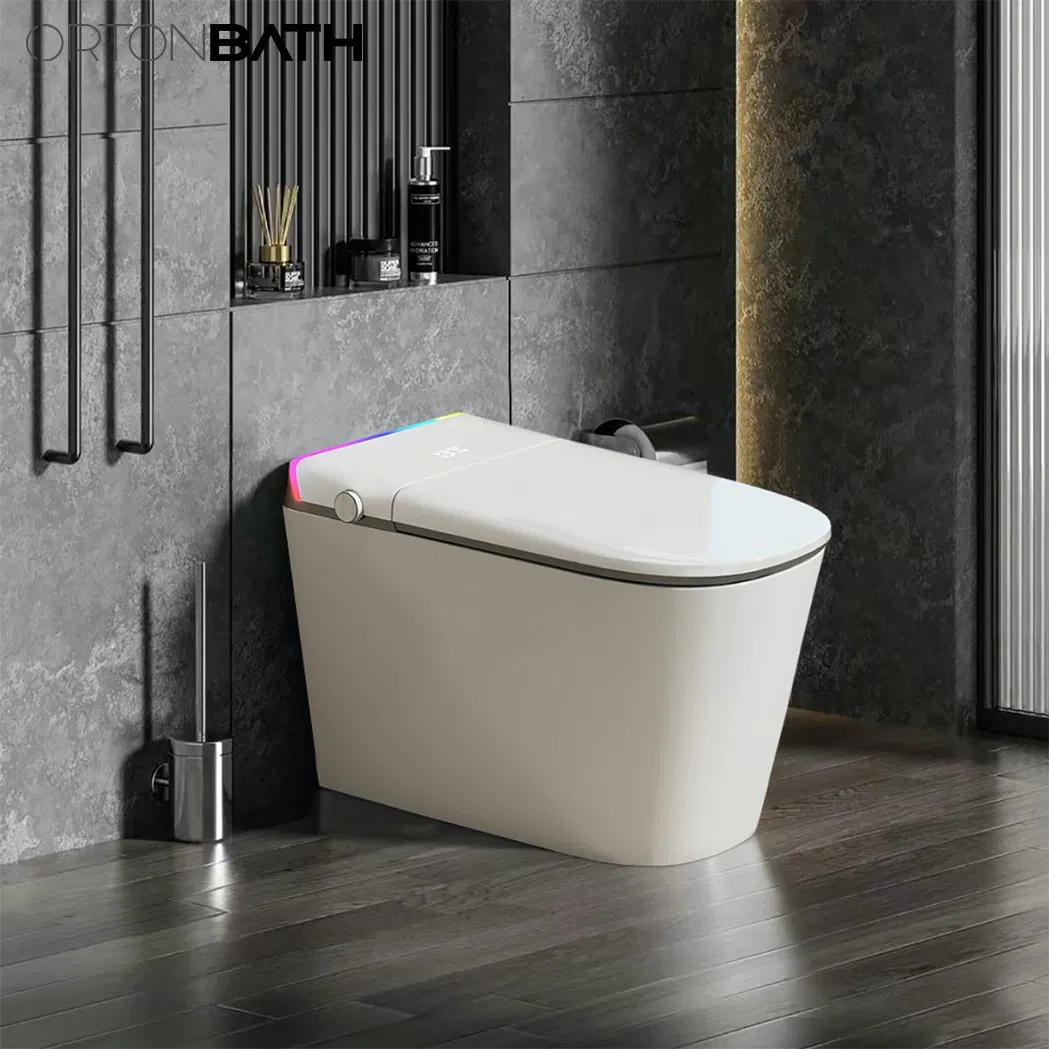Ortonbaths Digital Display Smart Toilet with Built-in Bidet Seat Tankless Toilet with Foot Touching Lid Opening Smart Bidet Toilet Inodoro Inteligente