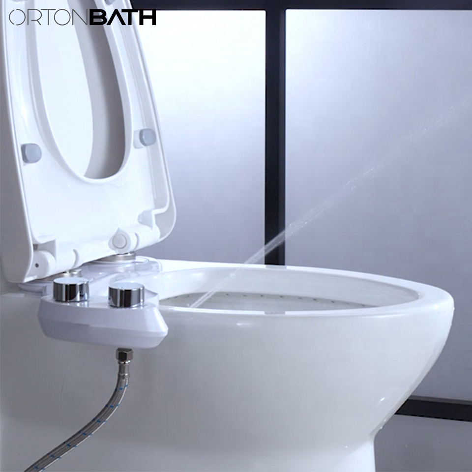 Ortonbath Ultra-Slim Bidet Attachment for Toilet Dual Nozzle Hygienic Bidets for Existing Toilets, Adjustable Wa