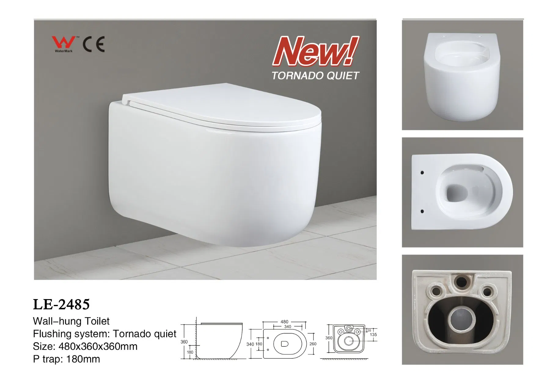2026 New Design Wall-Hung Toilet Washdown Tornado Flushing System