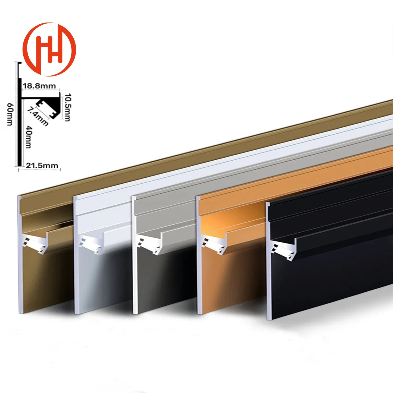 Flexible Metal LED Skirting Board Flush Flooring Tils Floor Ceramic Aluminium Skirt Plate with LED