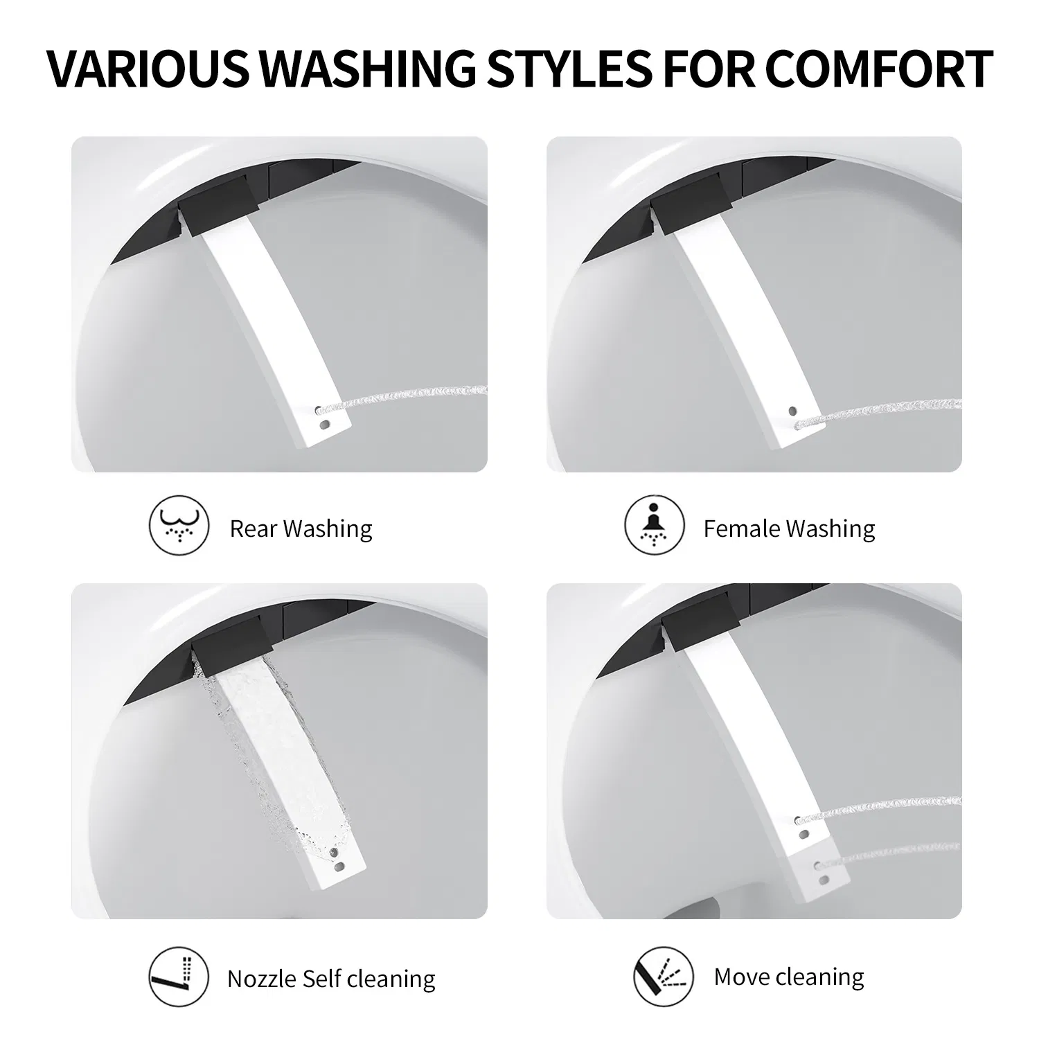 V Shape Smart Toilet Lid Auto Spray Heated Electric Bidet Cover with Remote Ultra Slim Smart Toilet Seat