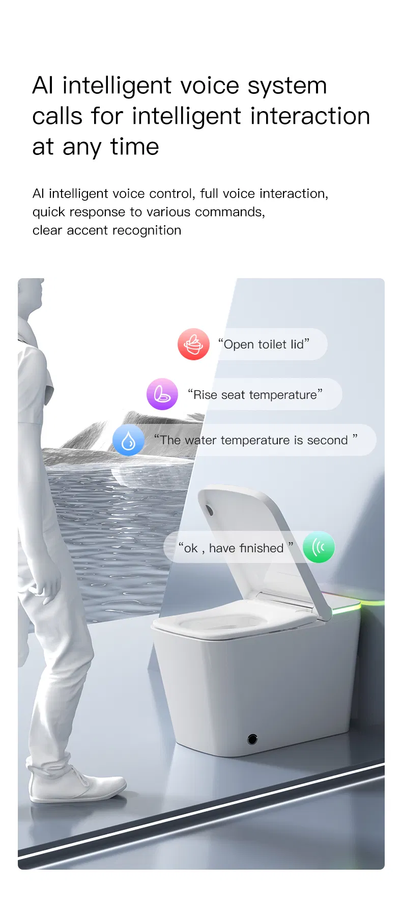 Wholesale Auto Flush Electric Wc Smart Toilet with Female Washing Temperature Adjust Foot Sensor Night Light for Luxury Hotel and Resort Projects