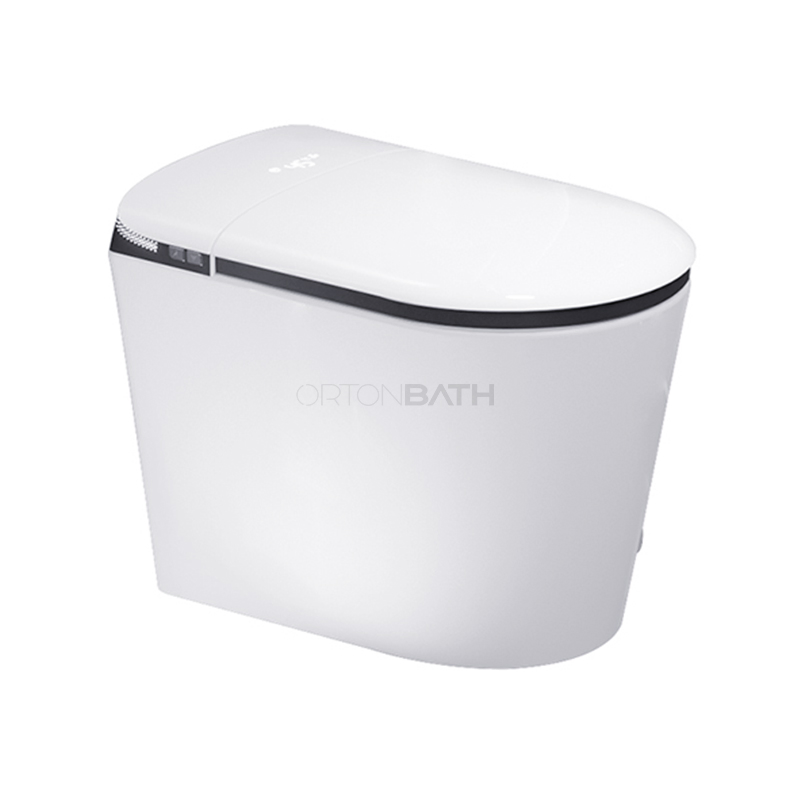 Ortonbath One Piece Floor Mounted Smart Toilet Intelligent Wc Toilet Auto Flush Foot Sensor Modern Tankless Toilet Sanitary Ware with LED Display Seat