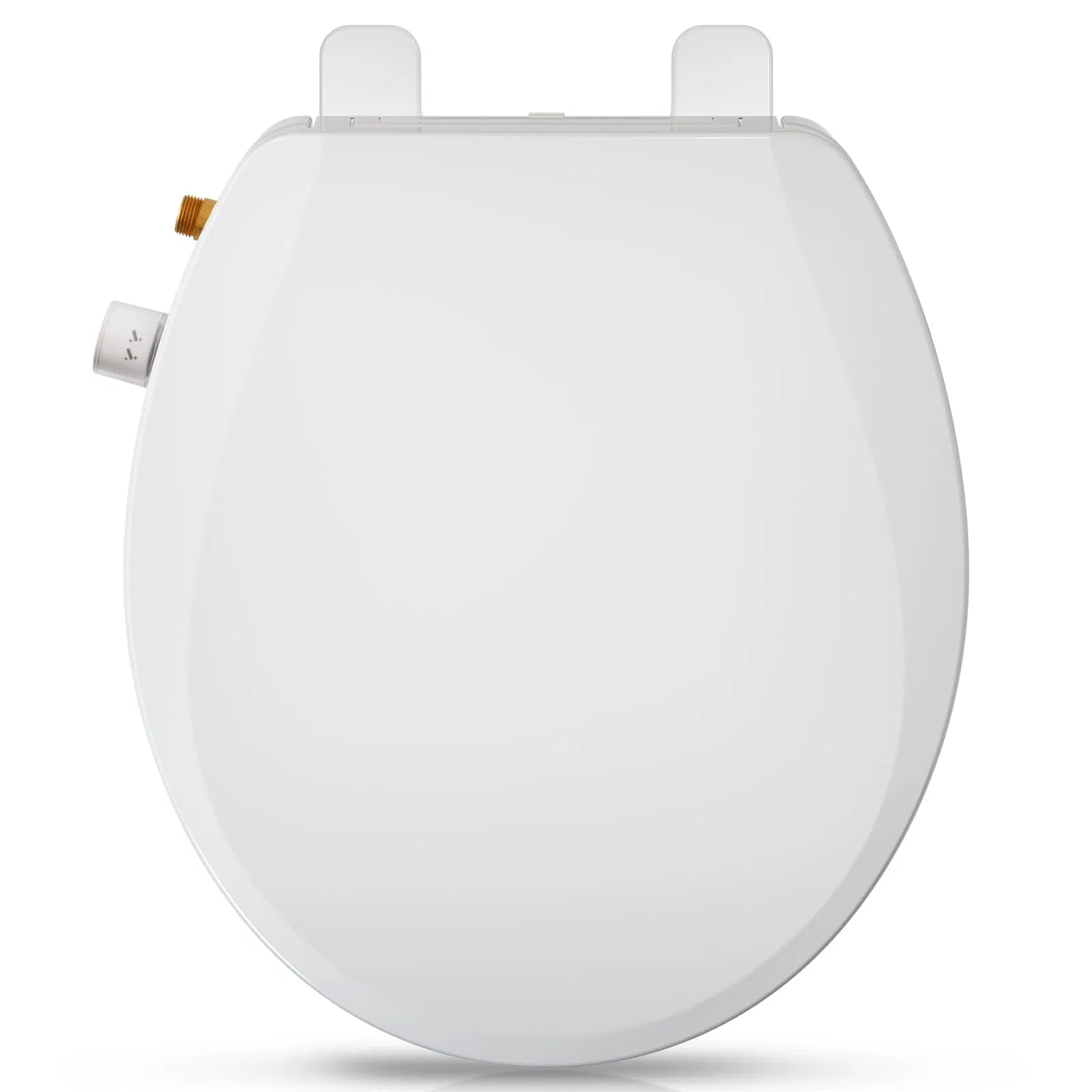 Quiet-Close Non-Electric Round Bidet Toilet Seat with Dual Nozzles