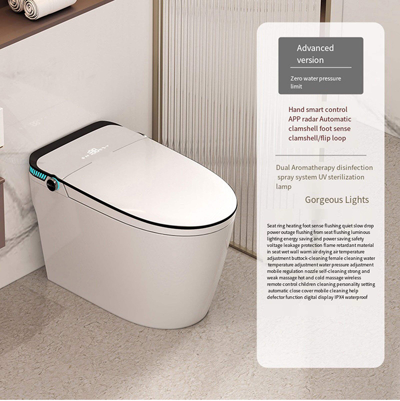 Hot-Selling Intelligent Sensor Instant Heat Wash Integrated Tankless Floor Mounted Dual-Flush Siphonic Ceramic Smart Toilet