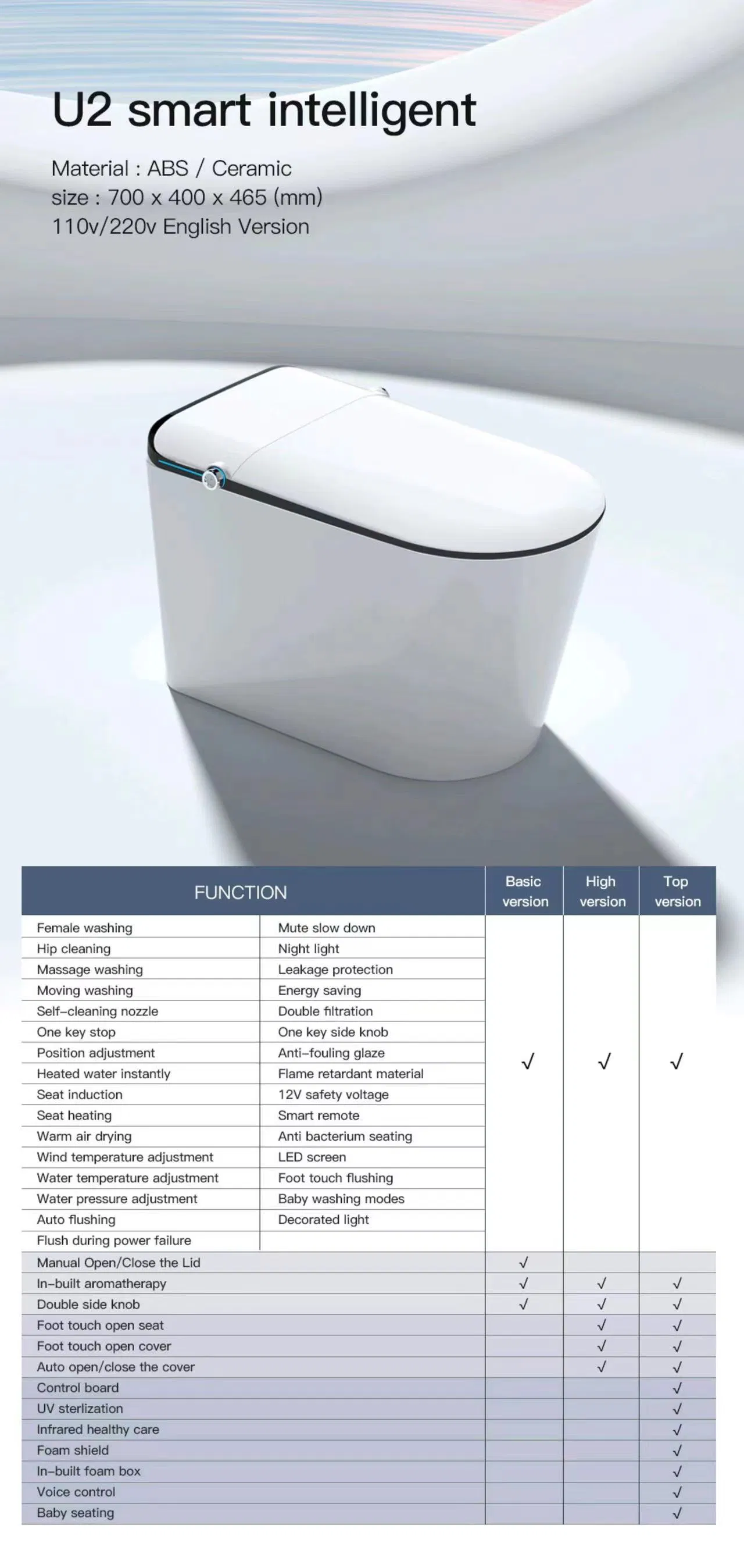 G5 White Smart Toilet, One Piece Toilet, Bidet Washing