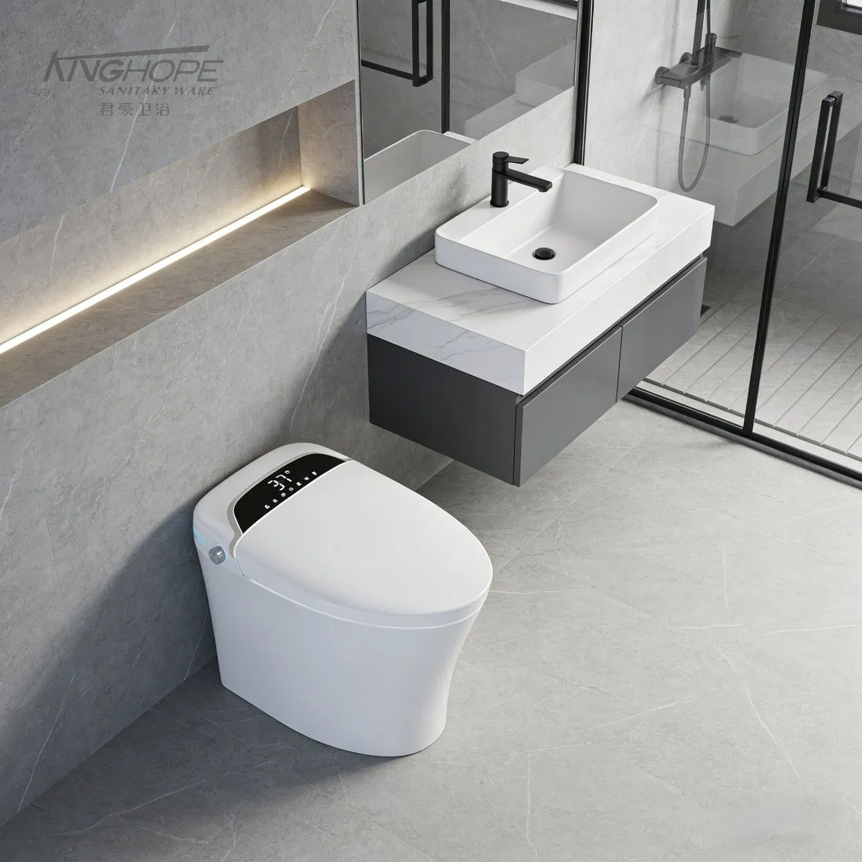 Commercial Ceramic Pulse Solenoid Floor Standing Intelligent Toilet - Factory Direct Sale Ergonomic Height for All Ages Sanitary Ware Bathroom Smart Toilet
