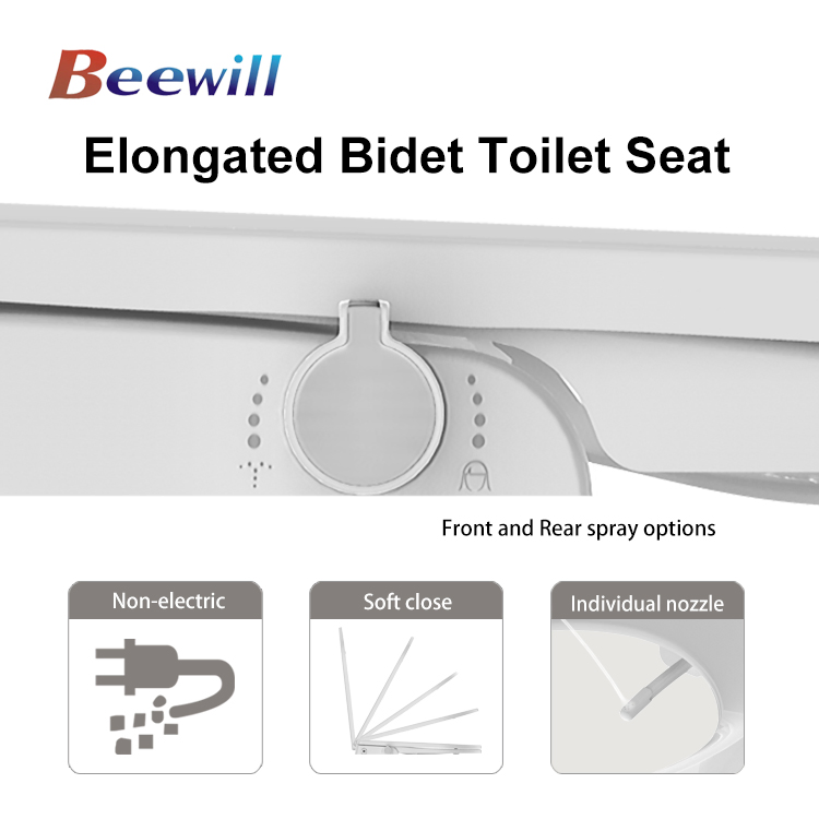 Bathroom Accessories D-Shaped Non-Electric Slow Quiet Close Dual Nozzles Bidet Toilet Seat
