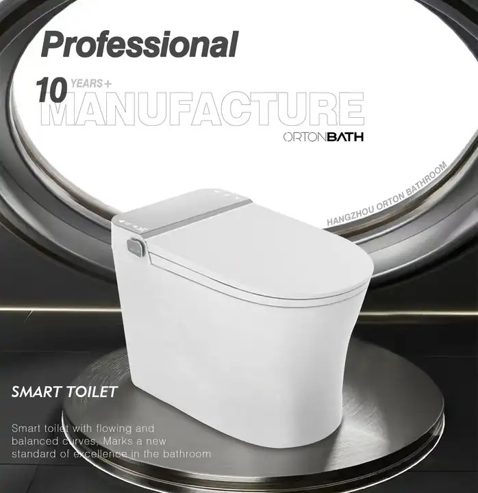 Ortonbath Automatic Sensor Flushing Electric One Piece Tankless Intelligent Smart Toilet with Bidet Toilet
