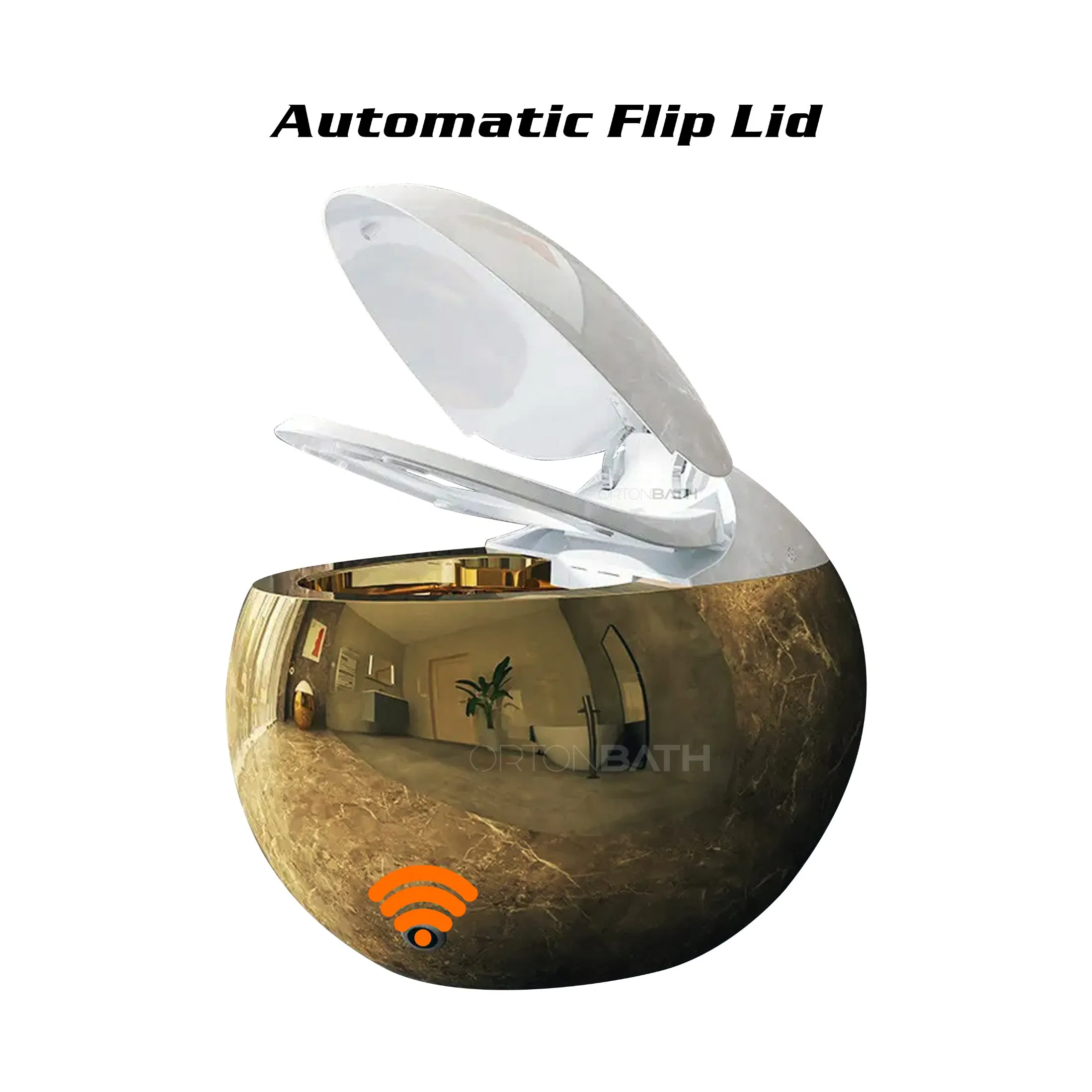 Ortonbath Electroplating Gold Luxury Design Ceramic Gold Toilet Set Bathroom Two Pieces Sanitary Ware Gold Color Smart Toilet