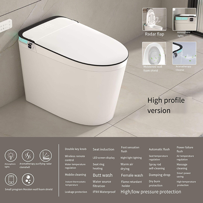 Hot-Selling Intelligent Sensor Instant Heat Wash Integrated Tankless Floor Mounted Dual-Flush Siphonic Ceramic Smart Toilet