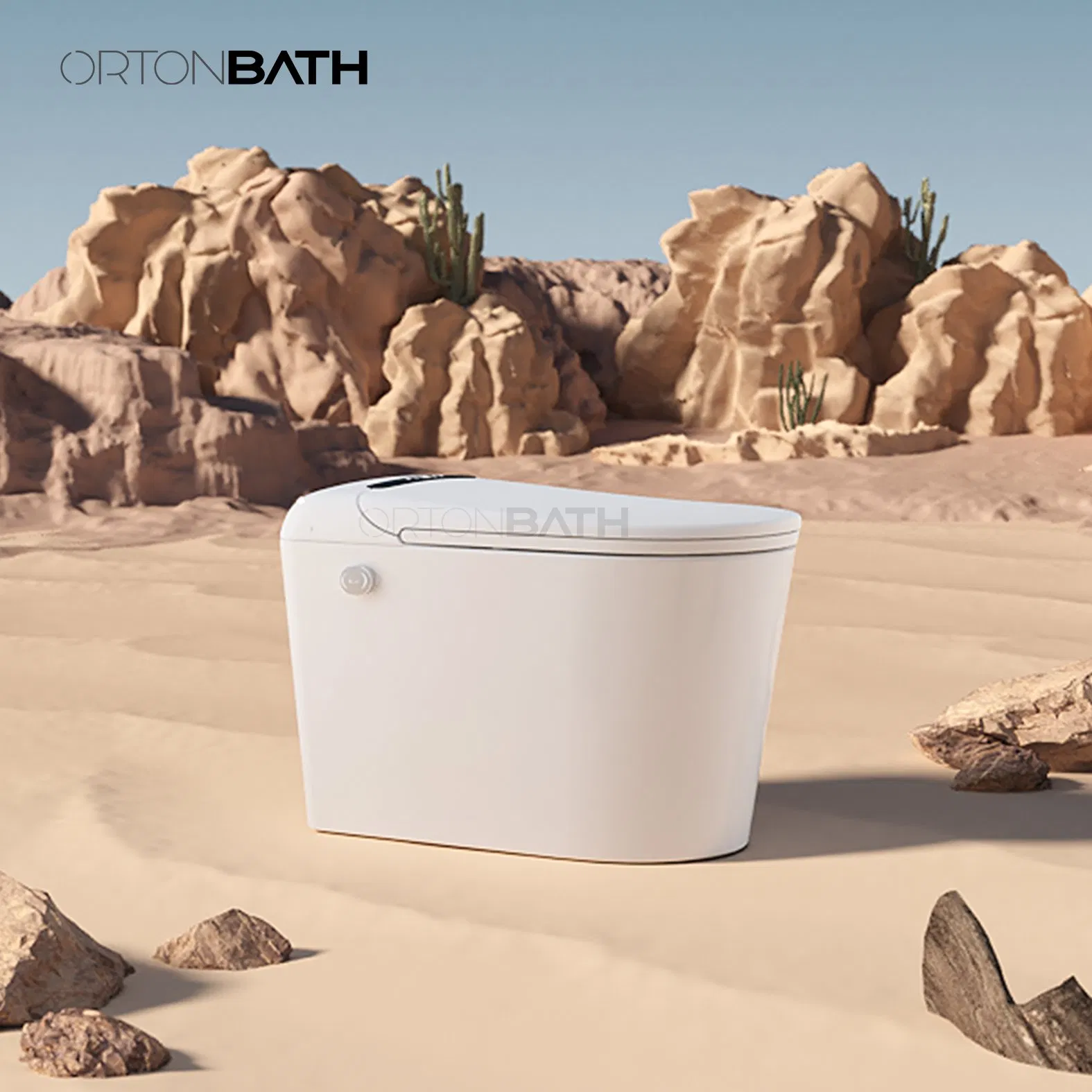 Ortonbaths Automatic Smart Toilet with Bidet Toilets with Built-in Tank, Auto Open Close Flush, Foot Sensor, Heated Seat Remote Control Smart Intelligent Toilet