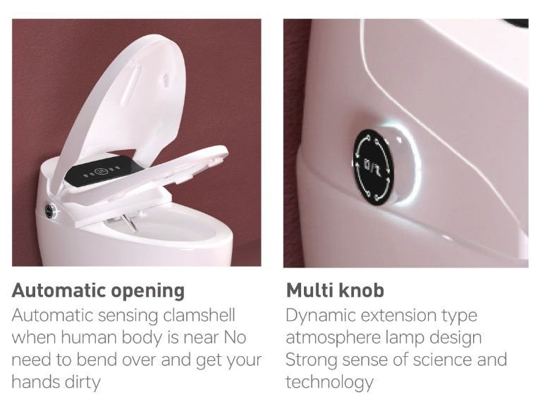 CE Floor Standing Mounted One Piece Auto Flushing Auto Flip Smart Toilet with Display Screen and Knob