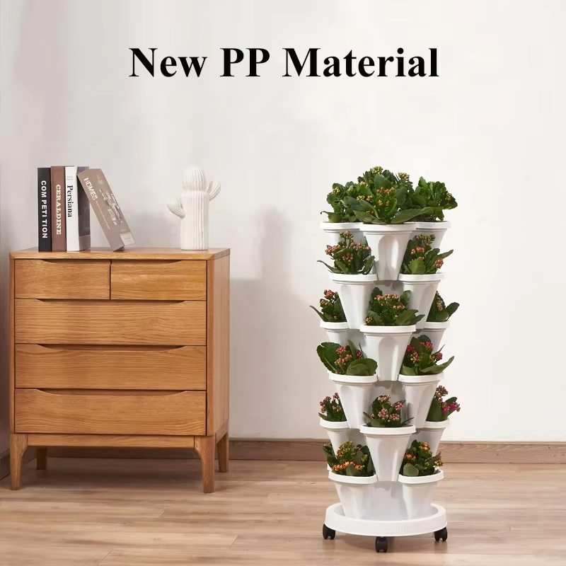 Hot Selling Modern Durable Plastic Vertical Garden Planter Flower Pots 3 Petal PP Design for Greenhouse Cultivation Hydroponic