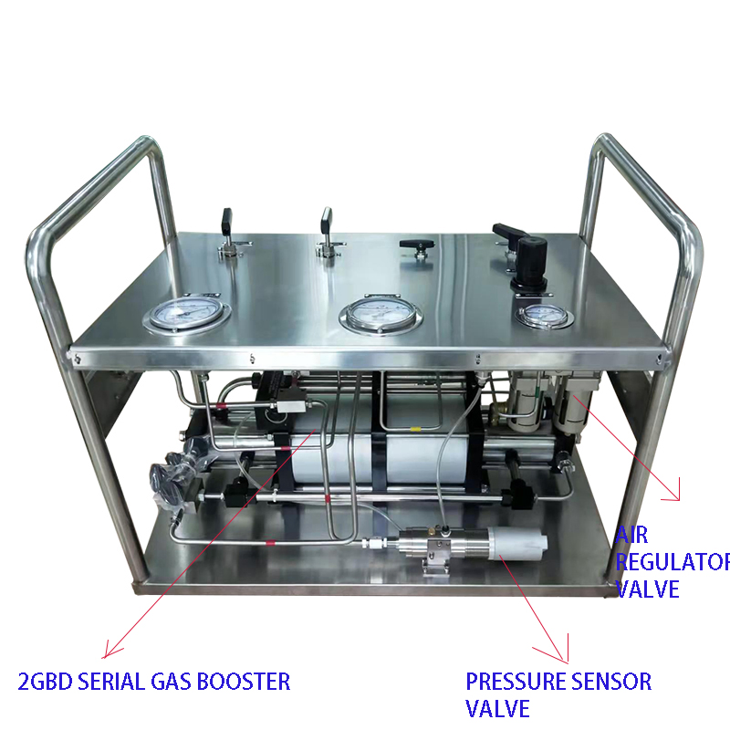 New Arrival Usun Model: Us-2gbd60 300-500 Bar High Pressure Double Action Nitrogen Gas Booster Pump System with Pressure Valve