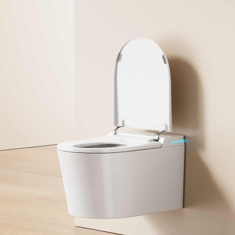 Mini Design Luxury Auto Flush Front Bidet Elongated Shaped Ceramic Wall Hanging Smart Toilet with Remote