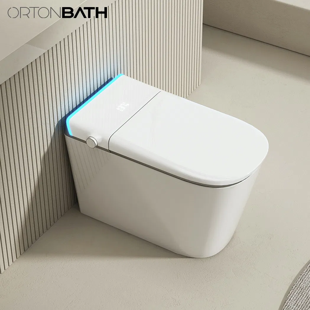 Ortonbaths Digital Display Smart Toilet with Built-in Bidet Seat Tankless Toilet with Foot Touching Lid Opening Smart Bidet Toilet Inodoro Inteligente