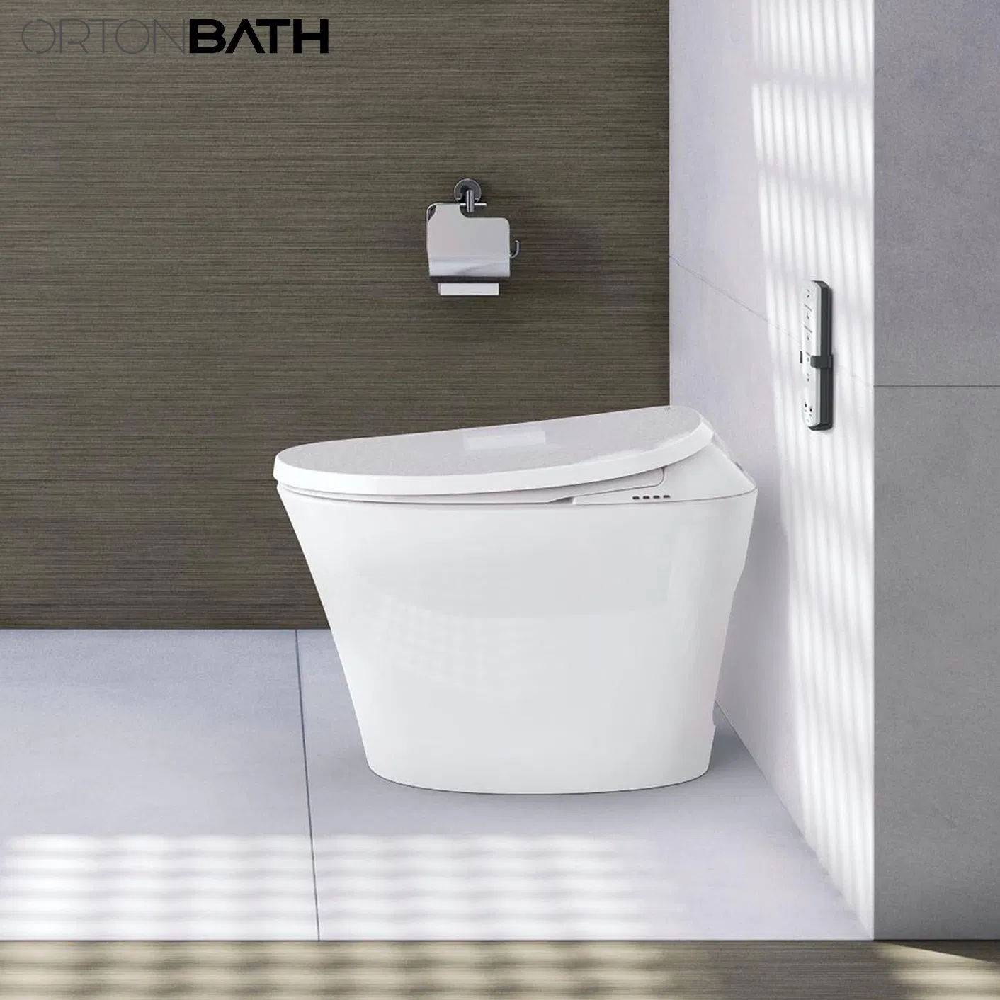 Ortonbaths White Luxury, Elongated One Piece Advanced Bidet, Smart Toilet Seat with Temperature Controlled Wash Functions