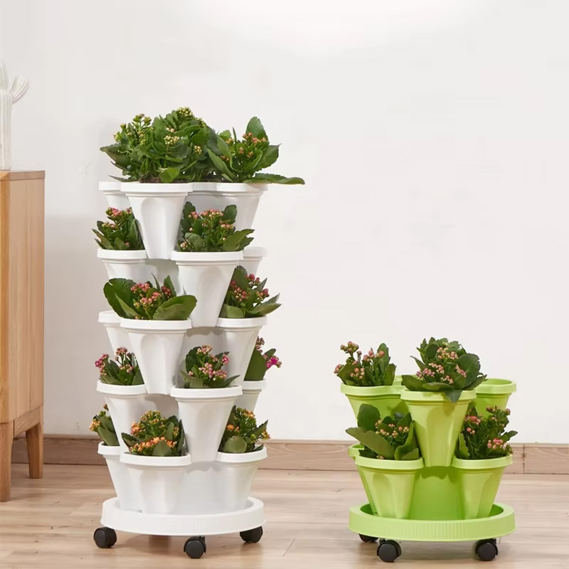 Hot Selling Modern Durable Plastic Vertical Garden Planter Flower Pots 3 Petal PP Design for Greenhouse Cultivation Hydroponic