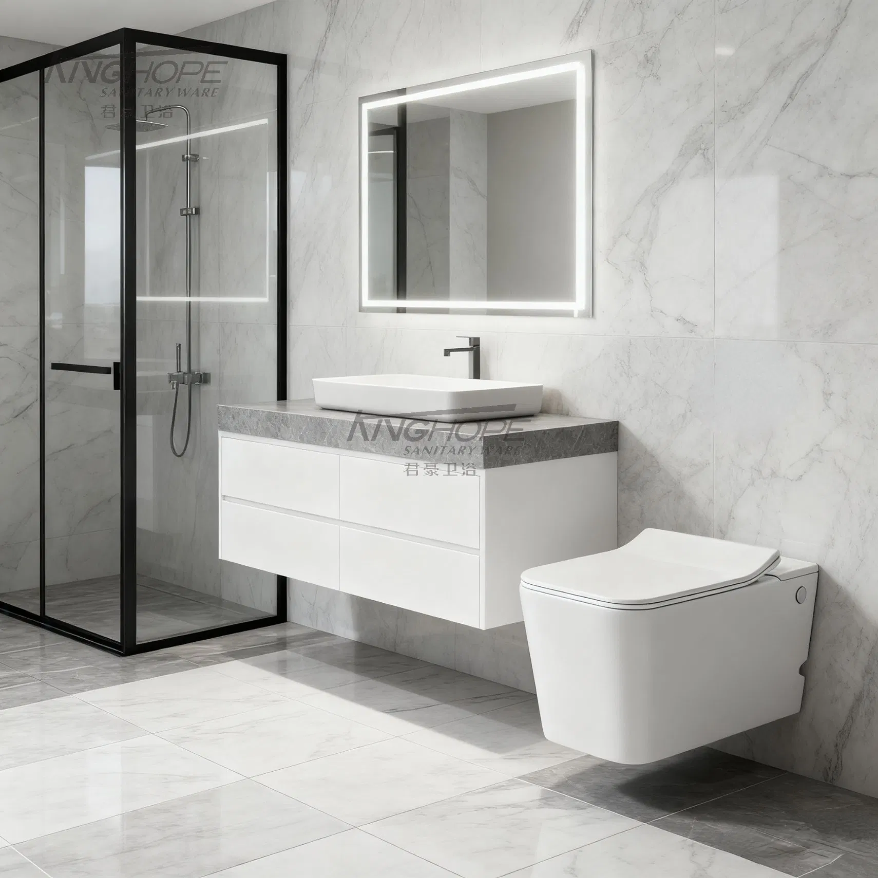 Luxury Sanitary Ware Ceramic Smart Wall-Hung Wc Sanitary Toilet for Hotel with Pulse Flushing